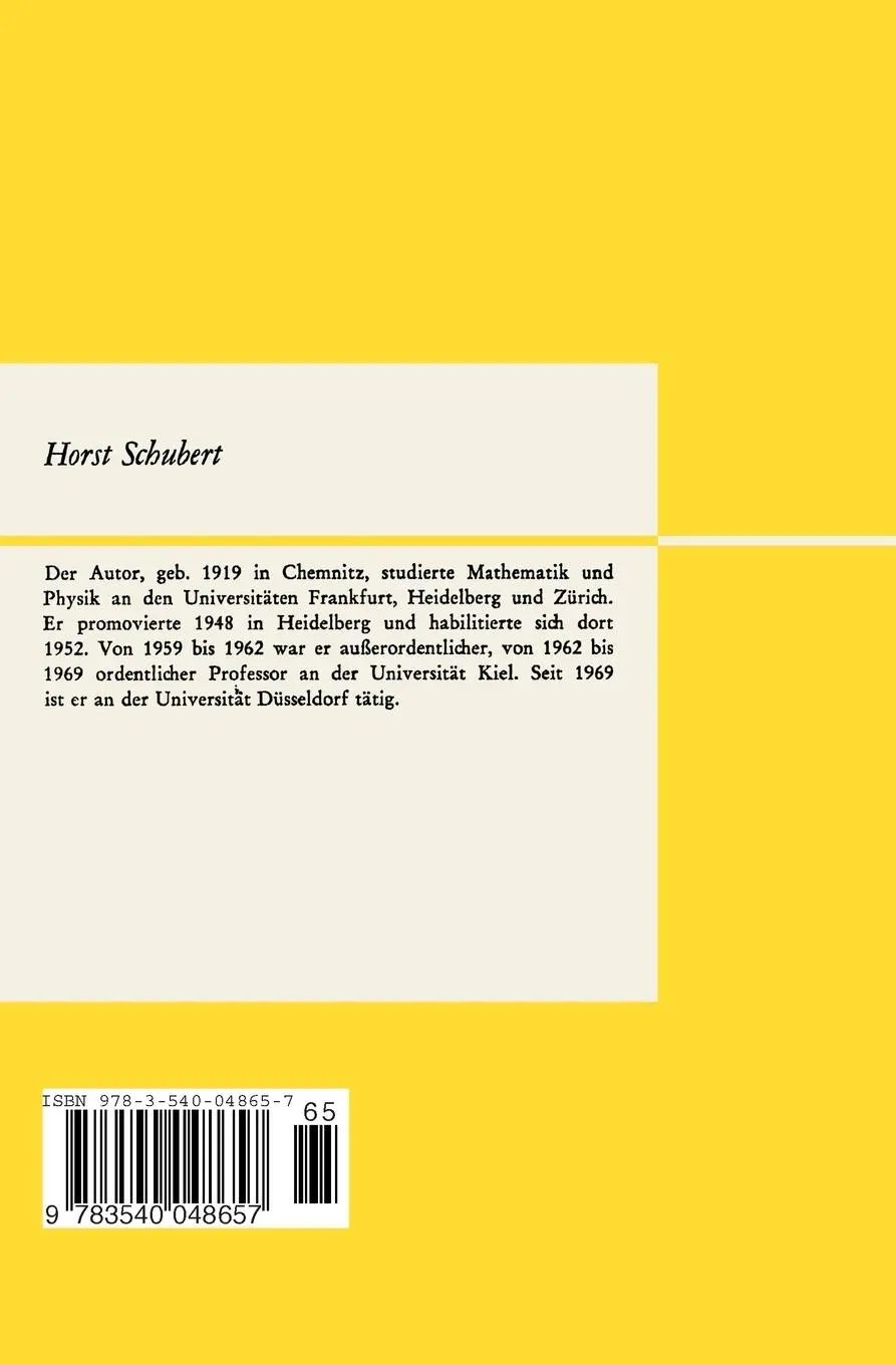 Rückseite: 9783540048657 | Kategorien I | H. Schubert | Taschenbuch | x | Deutsch