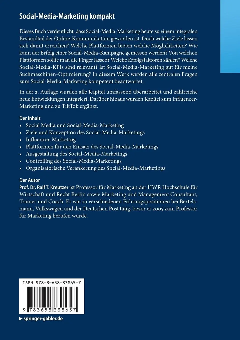 Rückseite: 9783658338657 | Social-Media-Marketing kompakt | Ralf T. Kreutzer | Taschenbuch | x