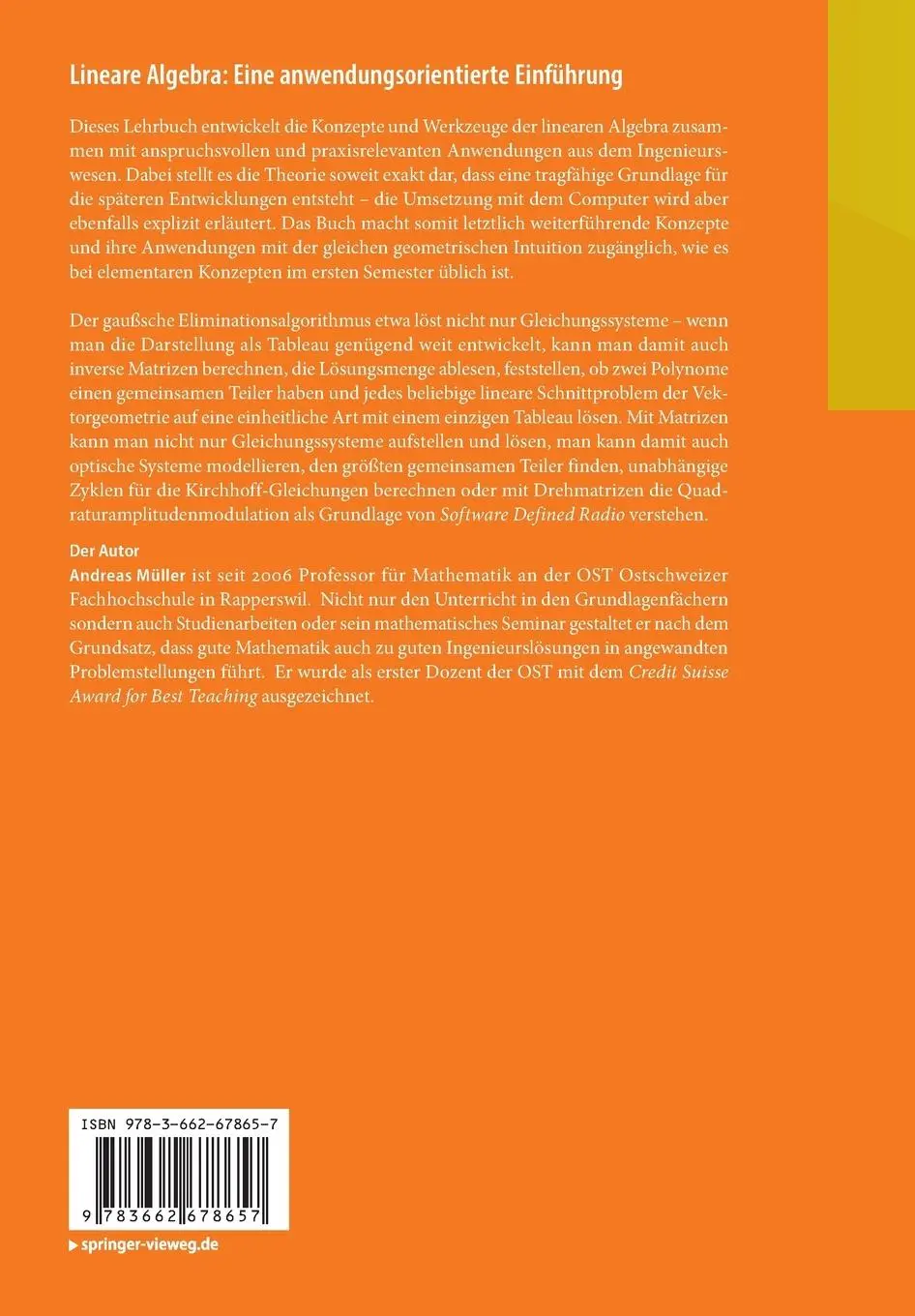 Rückseite: 9783662678657 | Lineare Algebra: Eine anwendungsorientierte Einführung | Müller | Buch