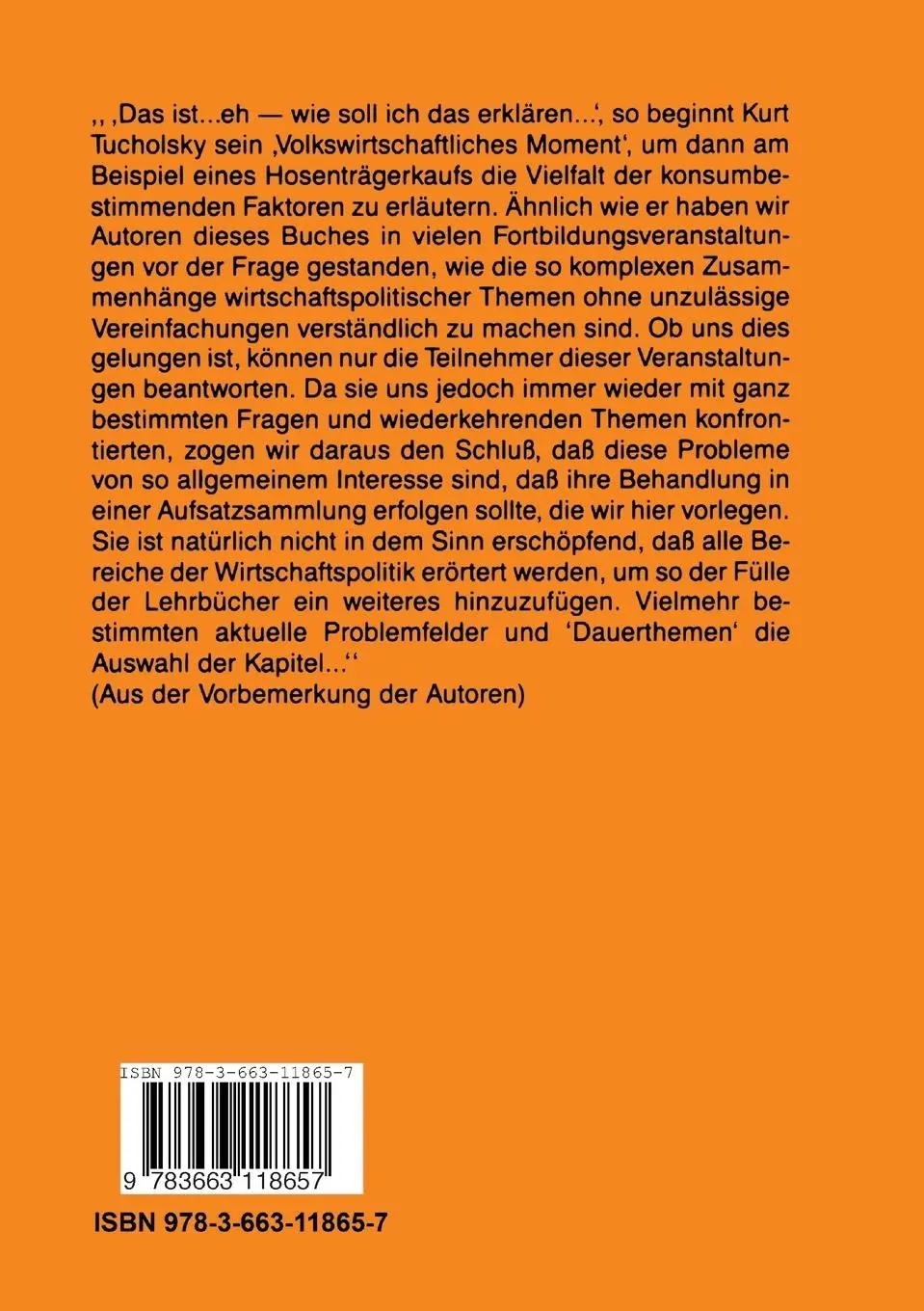 Rückseite: 9783663118657 | Wirtschaftspolitik Aktuelle Problemfelder | Peter Czada | Taschenbuch