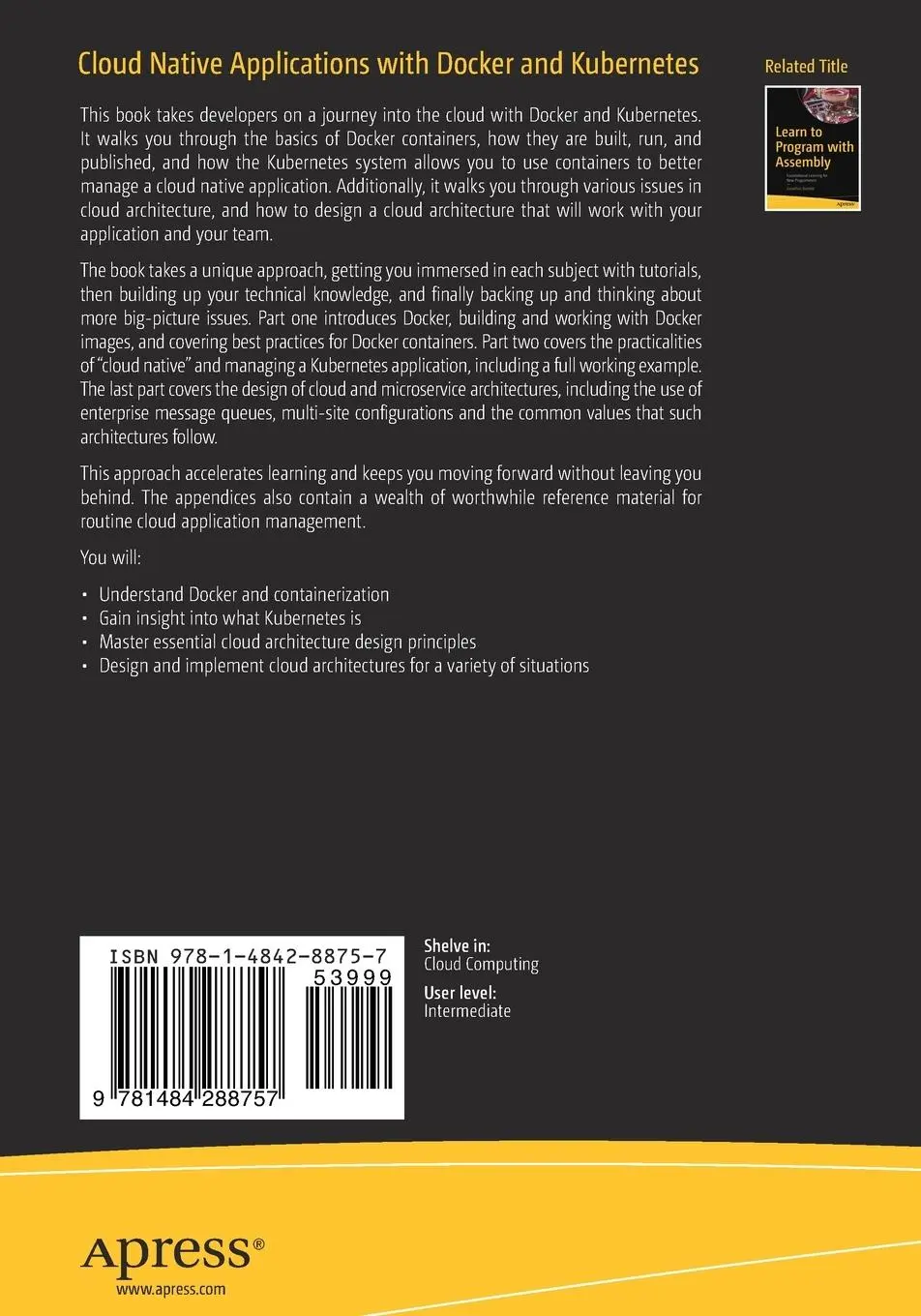 Rückseite: 9781484288757 | Cloud Native Applications with Docker and Kubernetes | Bartlett | Buch