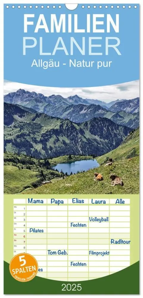 Cover: 9783457118757 | Familienplaner 2025 - Allgäu - Natur pur mit 5 Spalten...