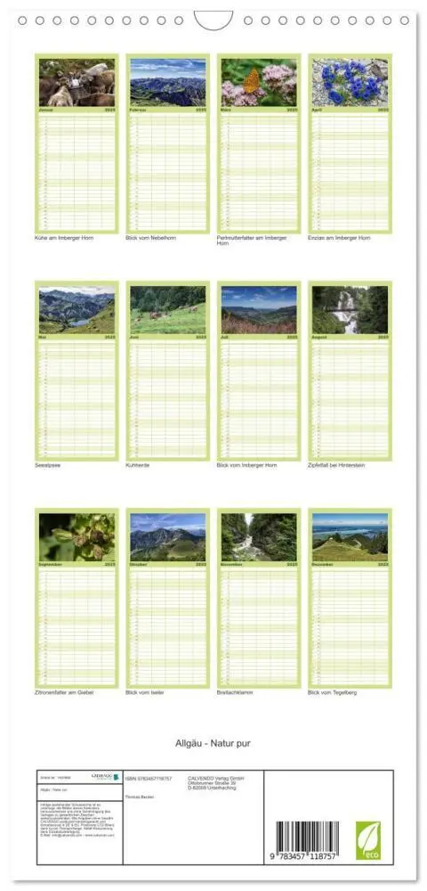 Bild: 9783457118757 | Familienplaner 2025 - Allgäu - Natur pur mit 5 Spalten...