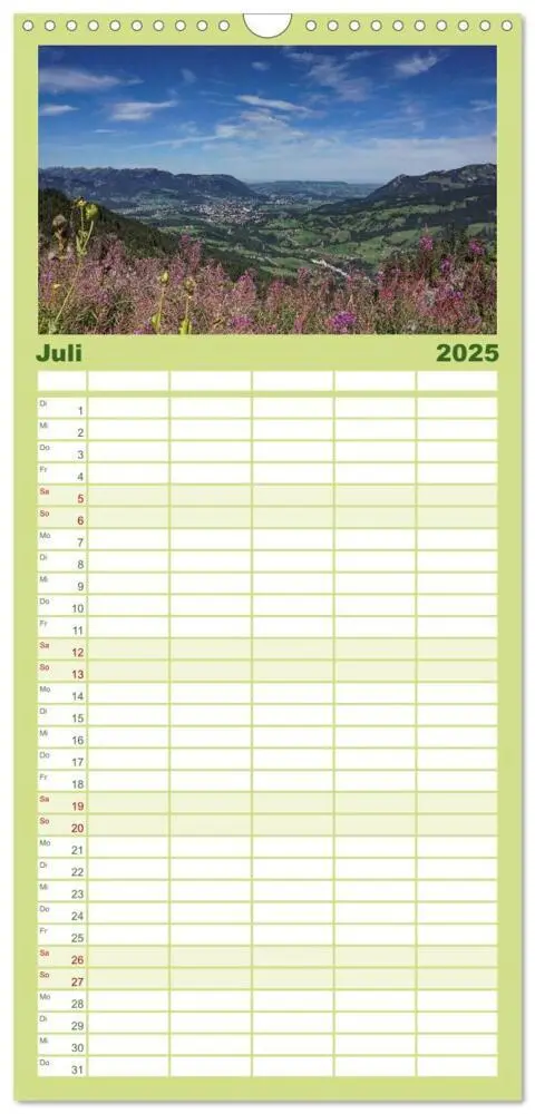 Bild: 9783457118757 | Familienplaner 2025 - Allgäu - Natur pur mit 5 Spalten...