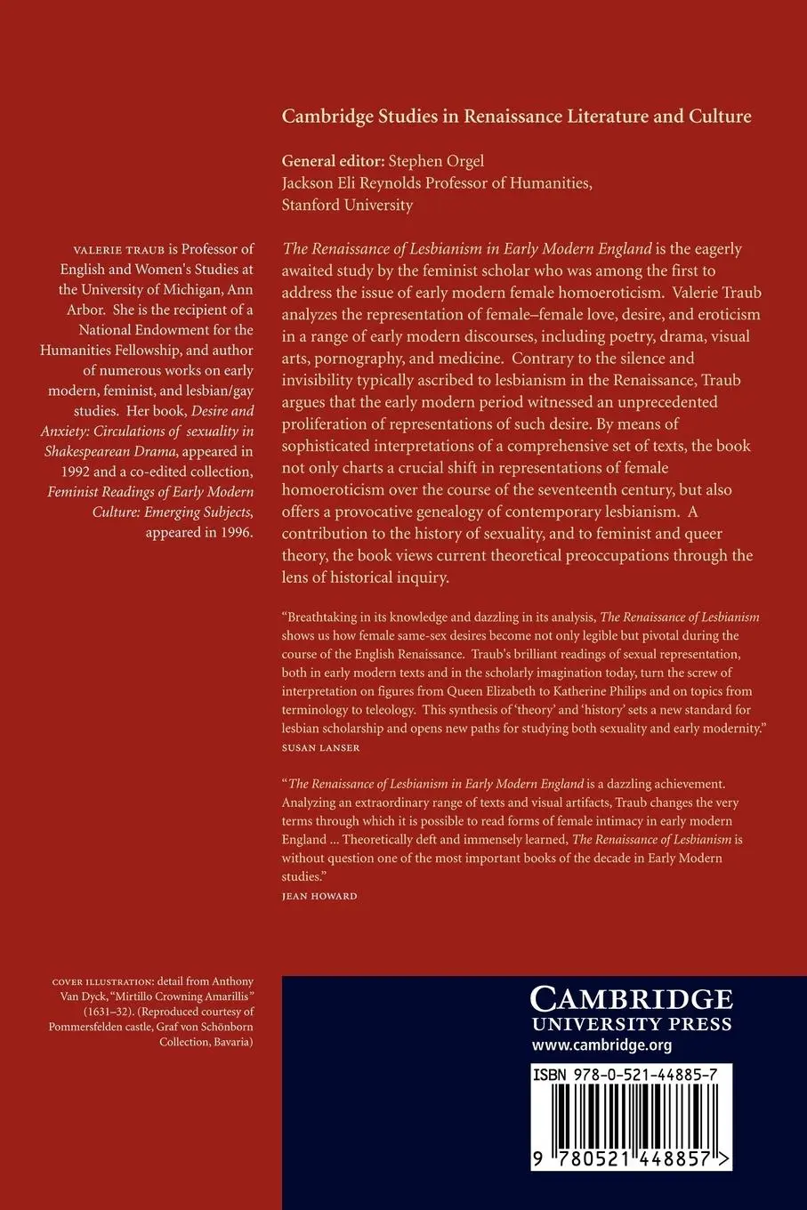 Rückseite: 9780521448857 | The Renaissance of Lesbianism in Early Modern England | Valerie Traub
