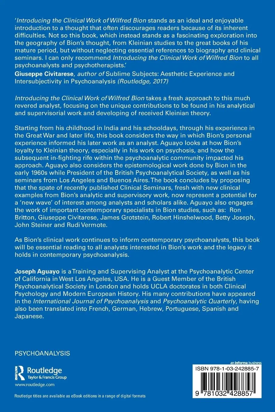 Rückseite: 9781032428857 | Introducing the Clinical Work of Wilfred Bion | Joseph Aguayo | Buch