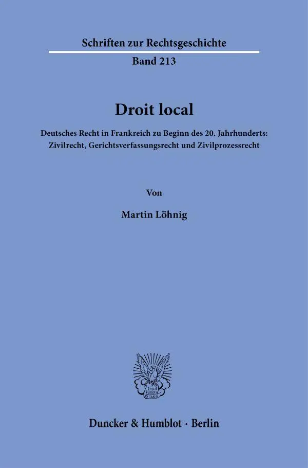 Cover: 9783428188857 | Droit local | Martin Löhnig | Taschenbuch | 114 S. | Deutsch | 2023