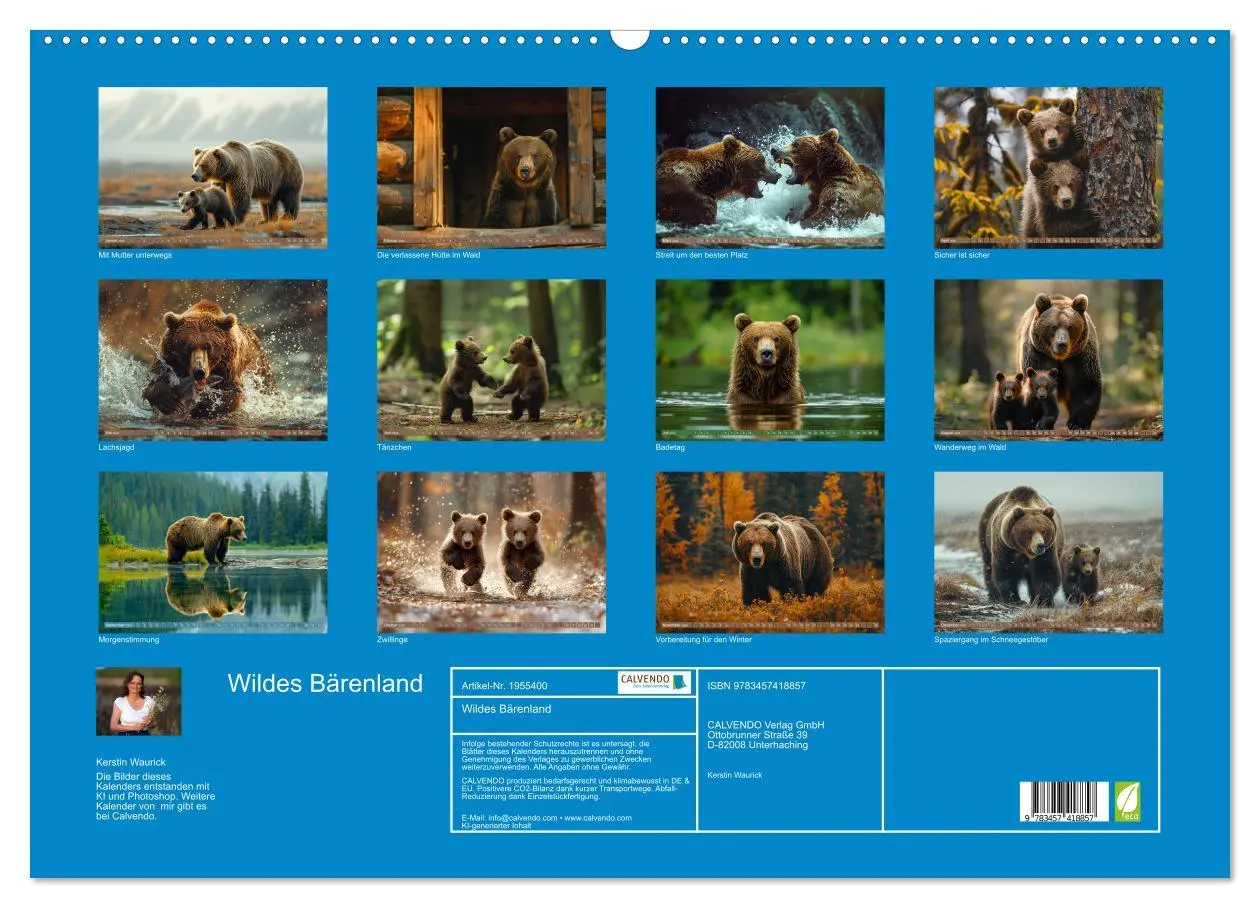 Bild: 9783457418857 | Wildes Bärenland (Wandkalender 2026 DIN A2 quer), CALVENDO...