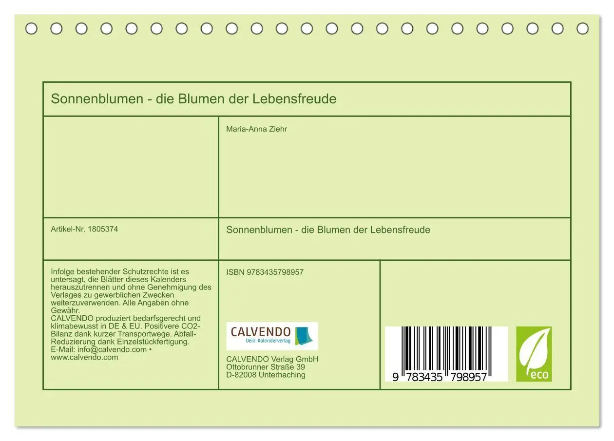 Bild: 9783435798957 | Sonnenblumen - die Blumen der Lebensfreude (Tischkalender 2025 DIN...