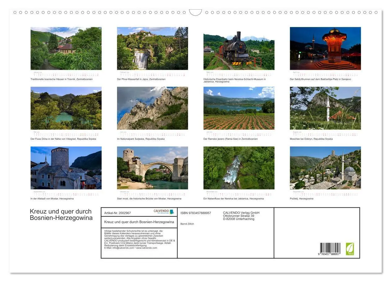 Bild: 9783457888957 | Kreuz und quer durch Bosnien-Herzegowina (Wandkalender 2026 DIN A2...