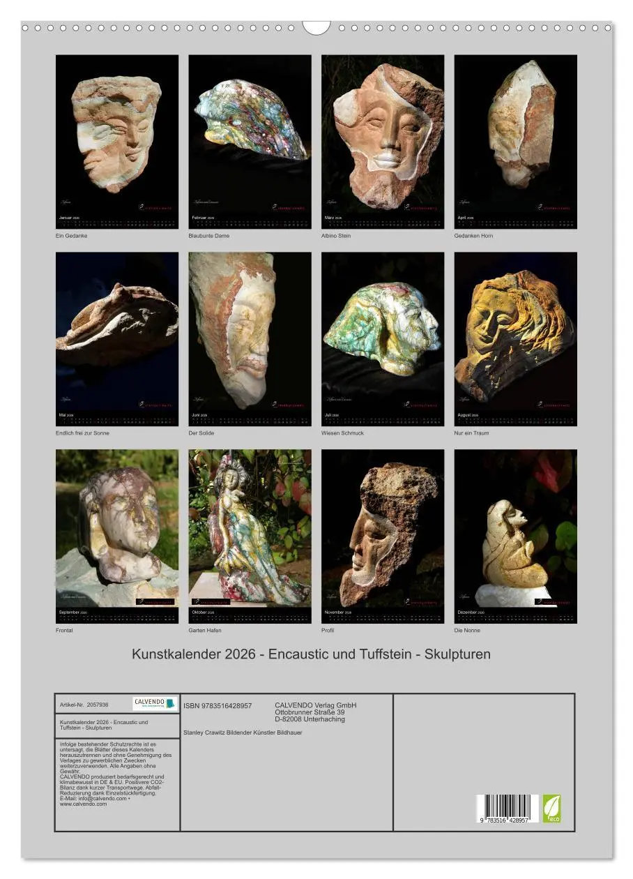 Bild: 9783516428957 | Kunstkalender 2026 - Encaustic und Tuffstein - Skulpturen...