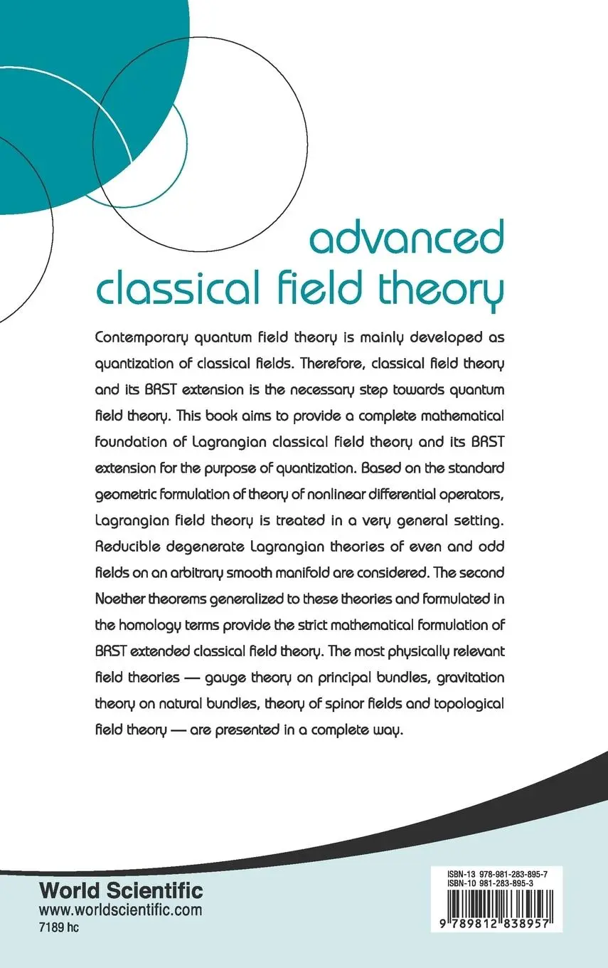 Rückseite: 9789812838957 | ADVANCED CLASSICAL FIELD THEORY | Giovanni Giachetta Et Al | Buch