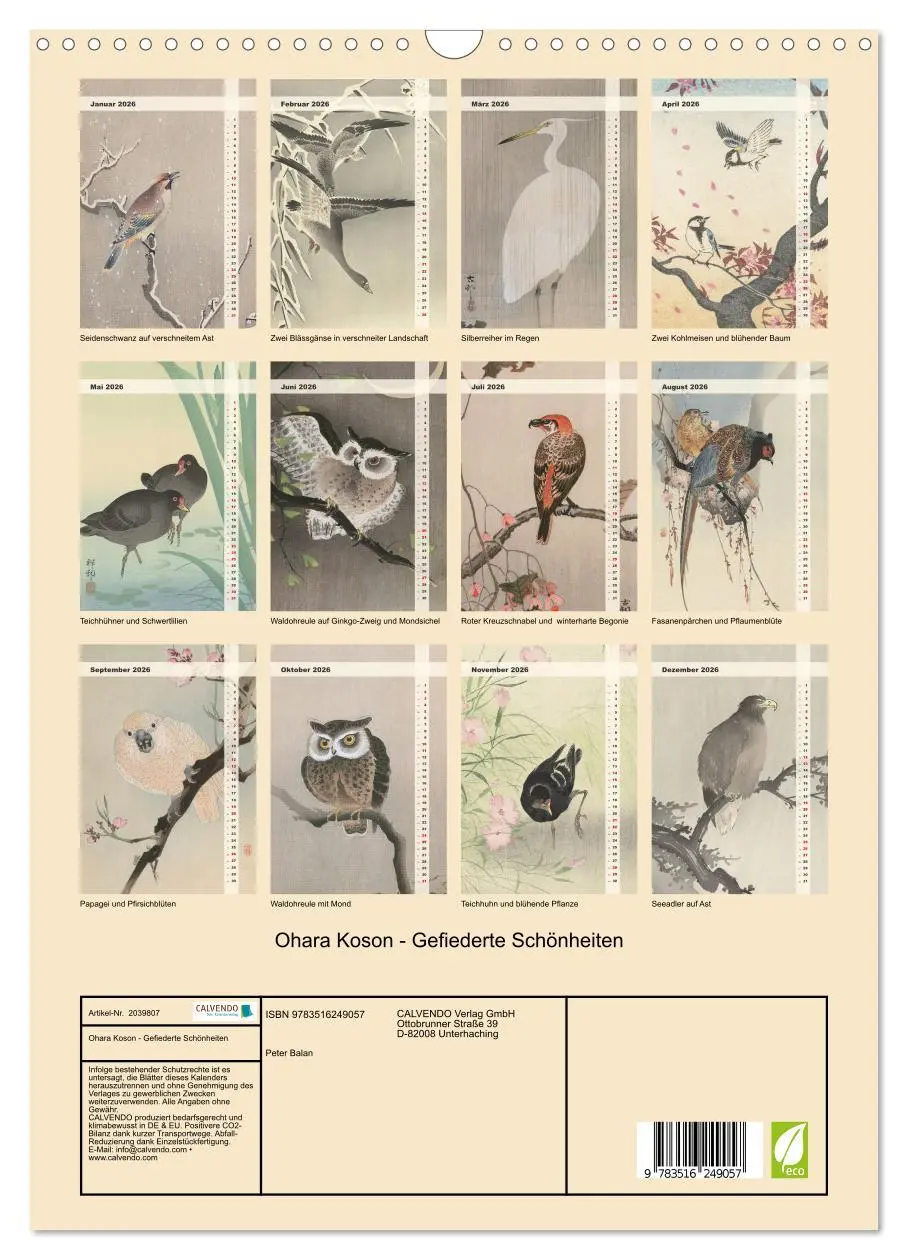 Bild: 9783516249057 | Ohara Koson - Gefiederte Schönheiten (Wandkalender 2026 DIN A3...
