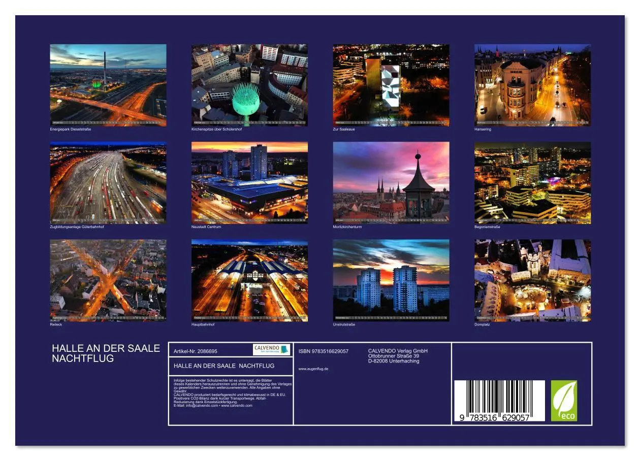Bild: 9783516629057 | HALLE AN DER SAALE NACHTFLUG (Wandkalender 2026 DIN A4 quer),...
