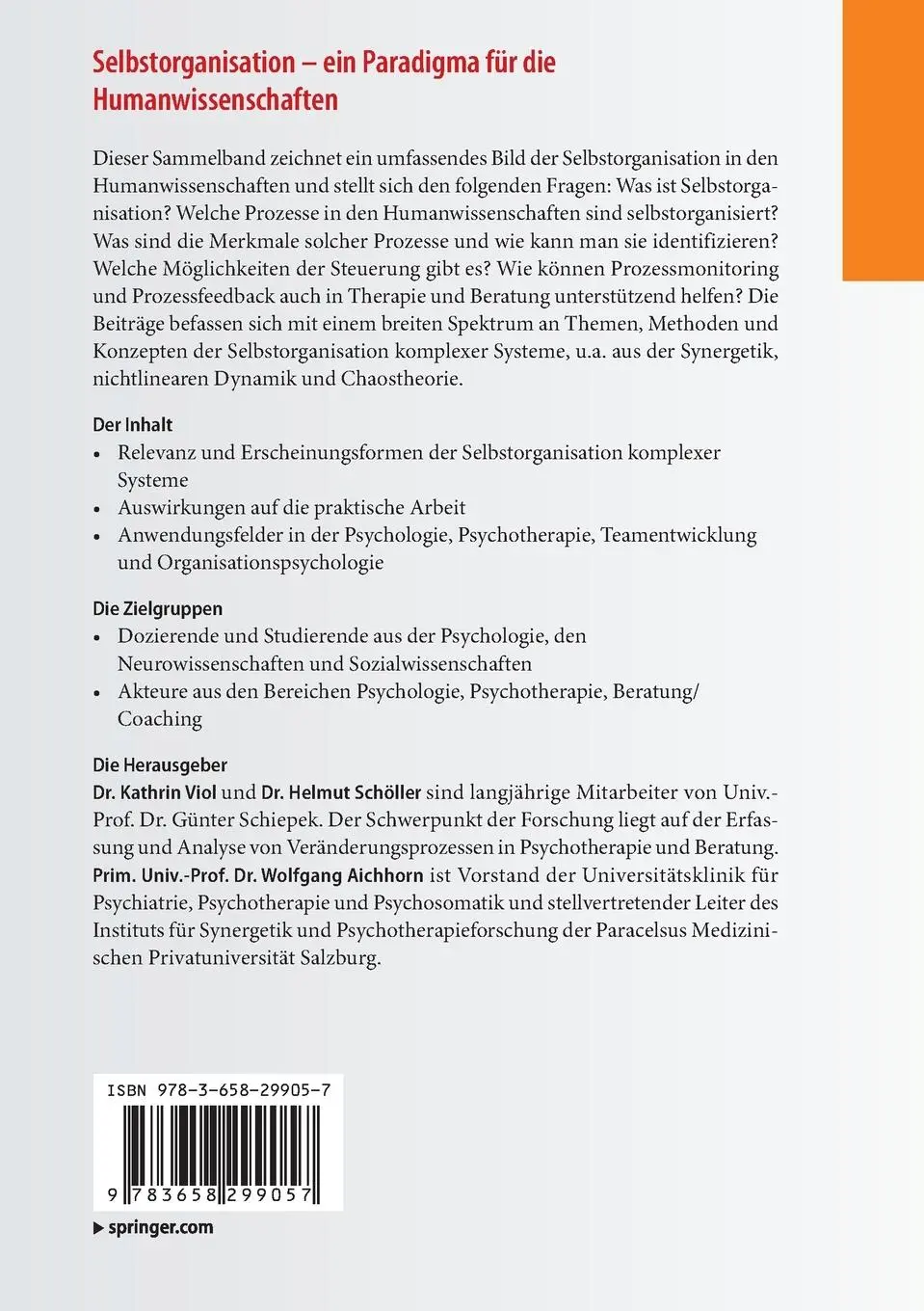 Rückseite: 9783658299057 | Selbstorganisation - ein Paradigma für die Humanwissenschaften | Buch