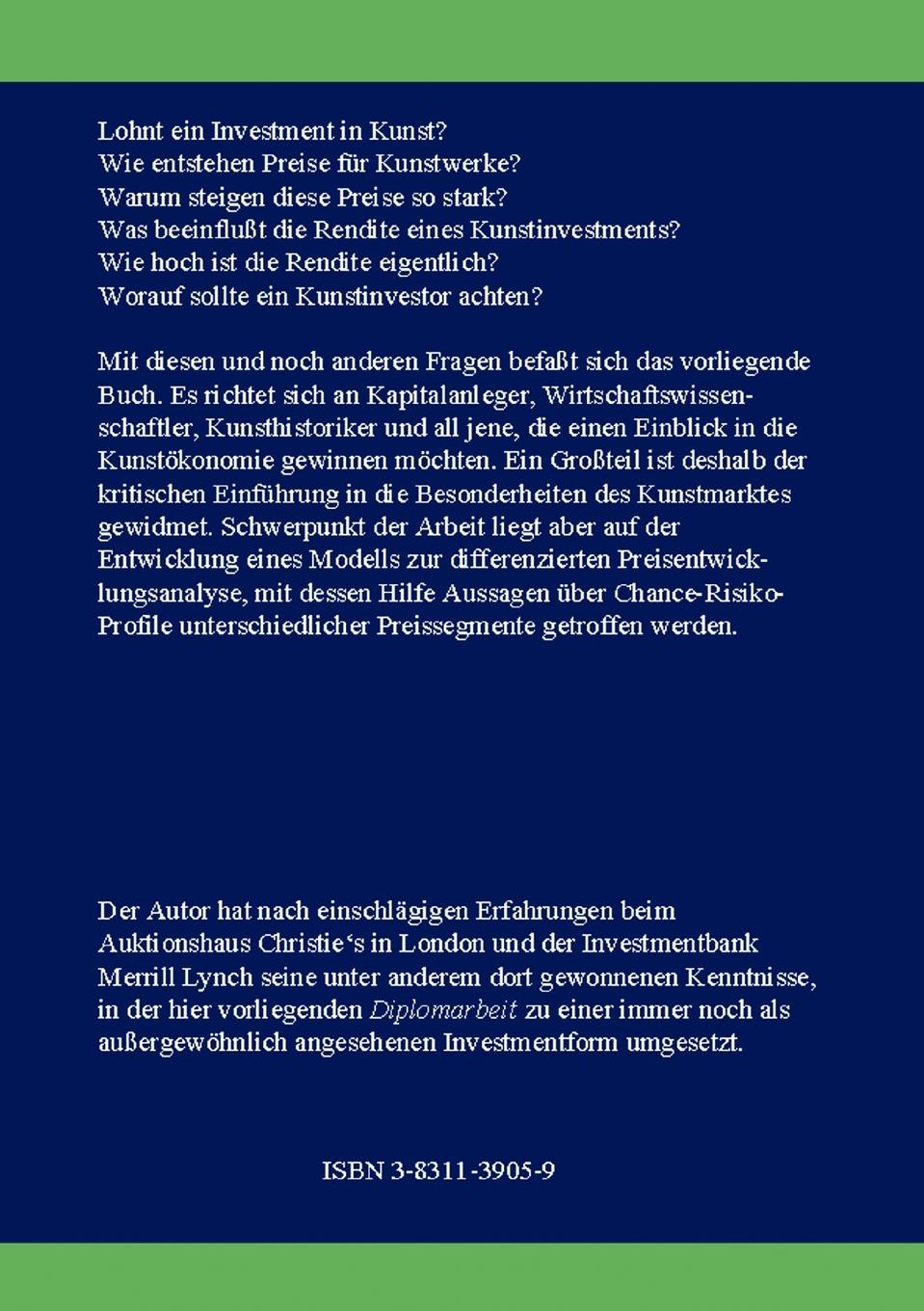 Rückseite: 9783831139057 | Kunst als Kapitalanlage | Neue Perspektiven für Privatanleger | Kunze