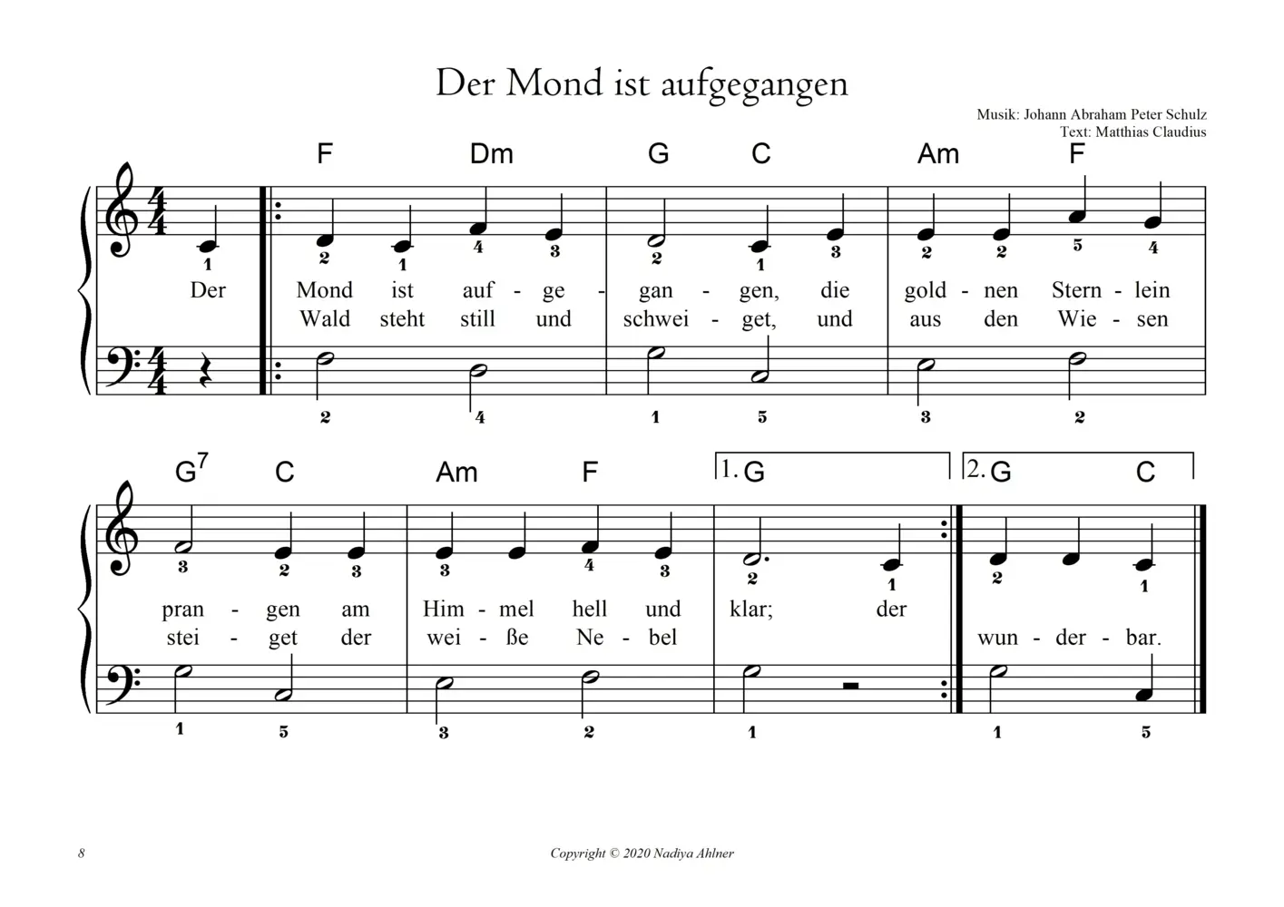 Bild: 9783948129057 | Meine ersten Kinderlieder am Klavier - für Anfänger. Bd.2 | Ahlner