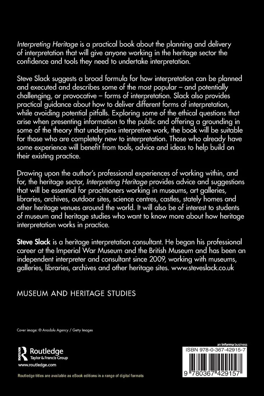 Rückseite: 9780367429157 | Interpreting Heritage | A Guide to Planning and Practice | Steve Slack