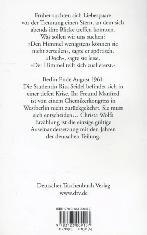 Rückseite: 9783423009157 | Der geteilte Himmel | Christa Wolf | Taschenbuch | 248 S. | Deutsch