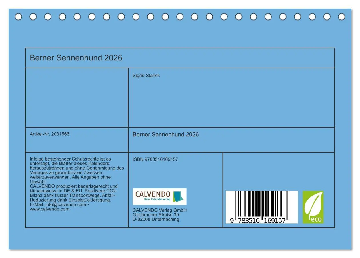 Bild: 9783516169157 | Berner Sennenhund 2026 (Tischkalender 2026 DIN A5 quer), CALVENDO...