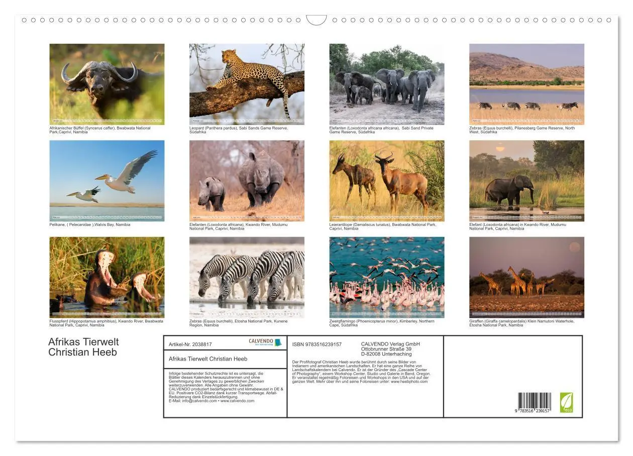 Bild: 9783516239157 | Afrikas Tierwelt Christian Heeb (Wandkalender 2026 DIN A2 quer),...