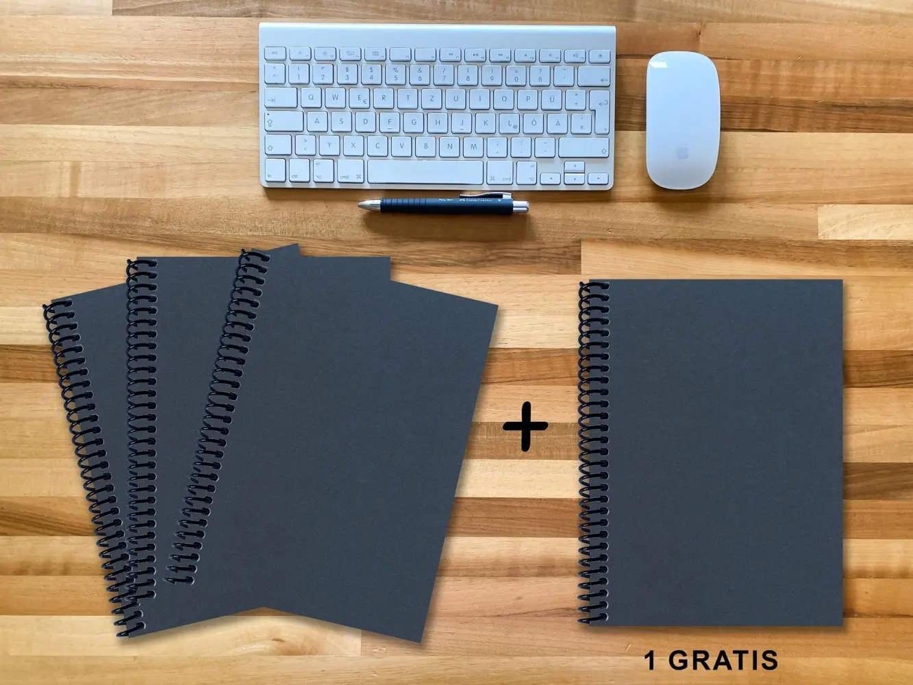 A 4 Notizbuch - Set, 3+1 gratis, Luxury 80 Seiten BLAU NEW LAPISLAZULI GLITTER-OPTIK, kariert 10x10mm