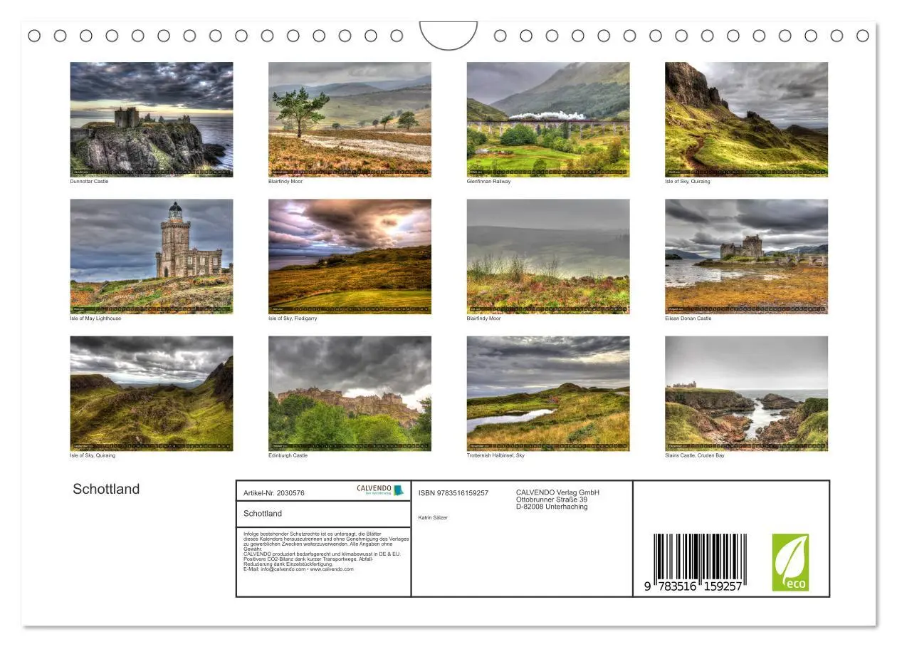 Bild: 9783516159257 | Schottland (Wandkalender 2026 DIN A4 quer), CALVENDO Monatskalender