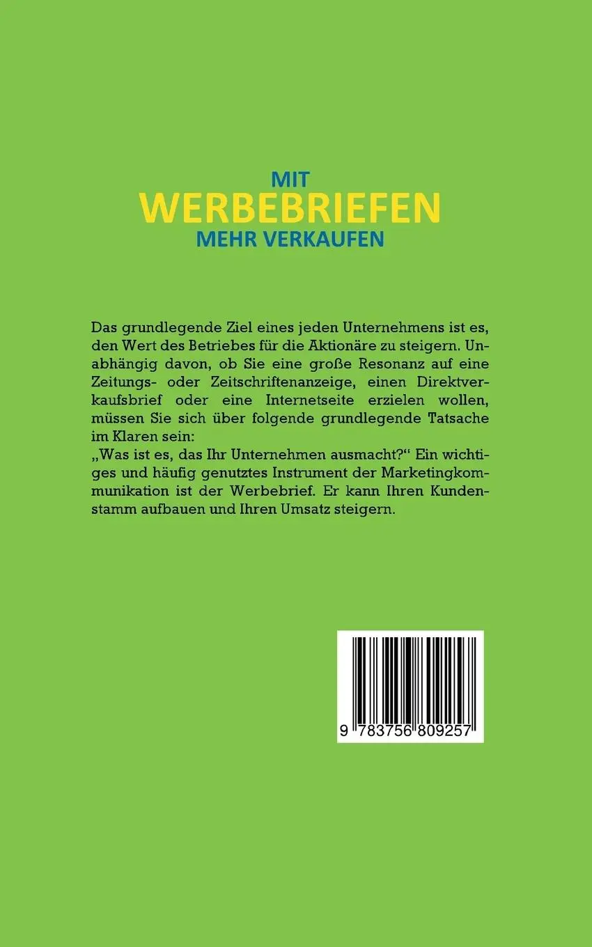 Rückseite: 9783756809257 | Mit Werbebriefen mehr verkaufen | Carsten Meinders | Taschenbuch