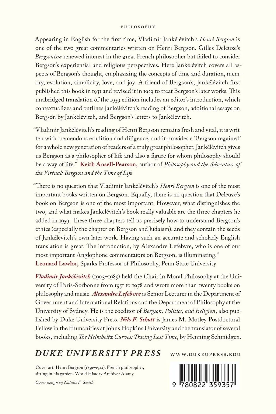 Rückseite: 9780822359357 | Henri Bergson | Vladimir Jankelevitch | Taschenbuch | Englisch | 2015
