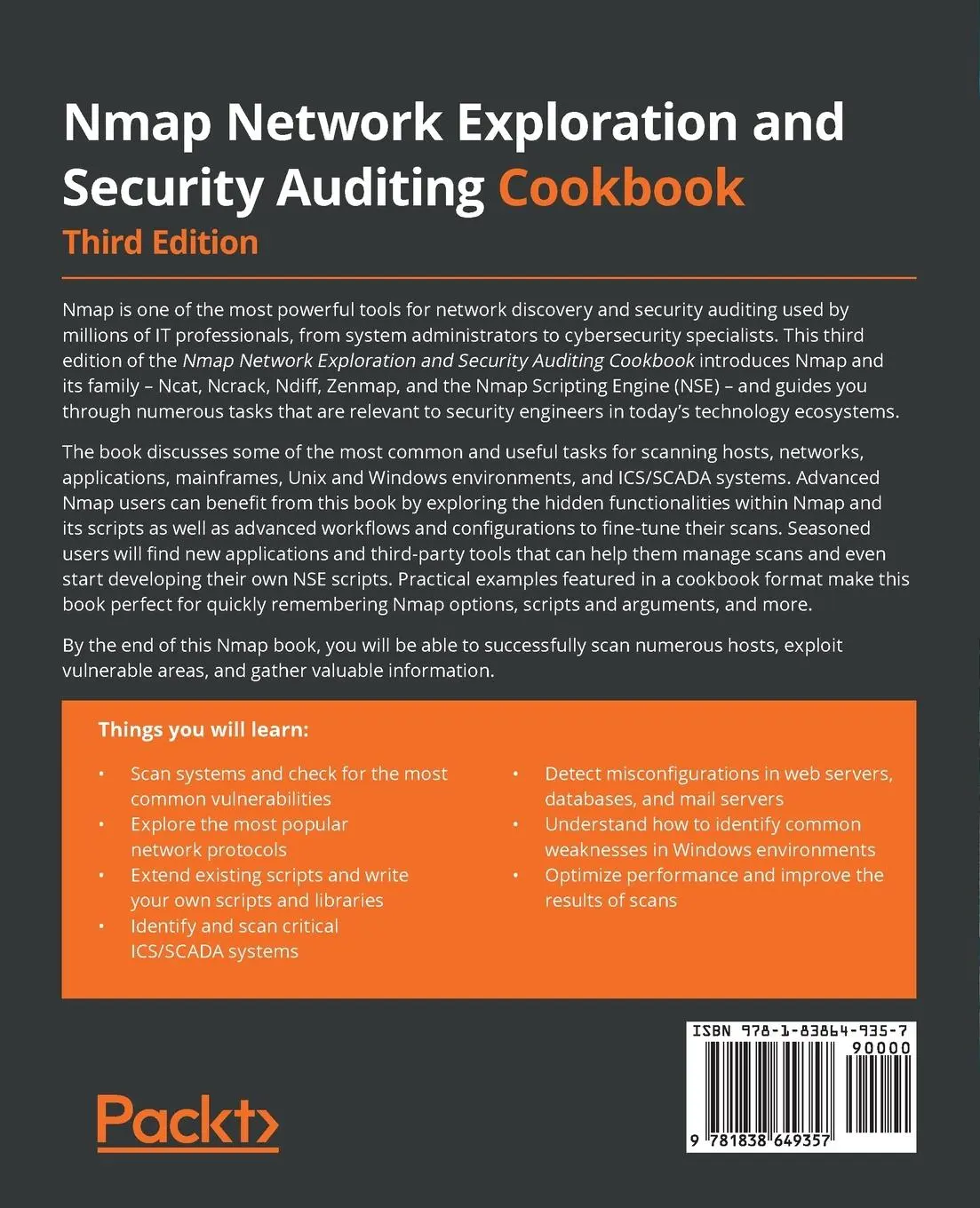 Rückseite: 9781838649357 | Nmap Network Exploration and Security Auditing Cookbook - Third...