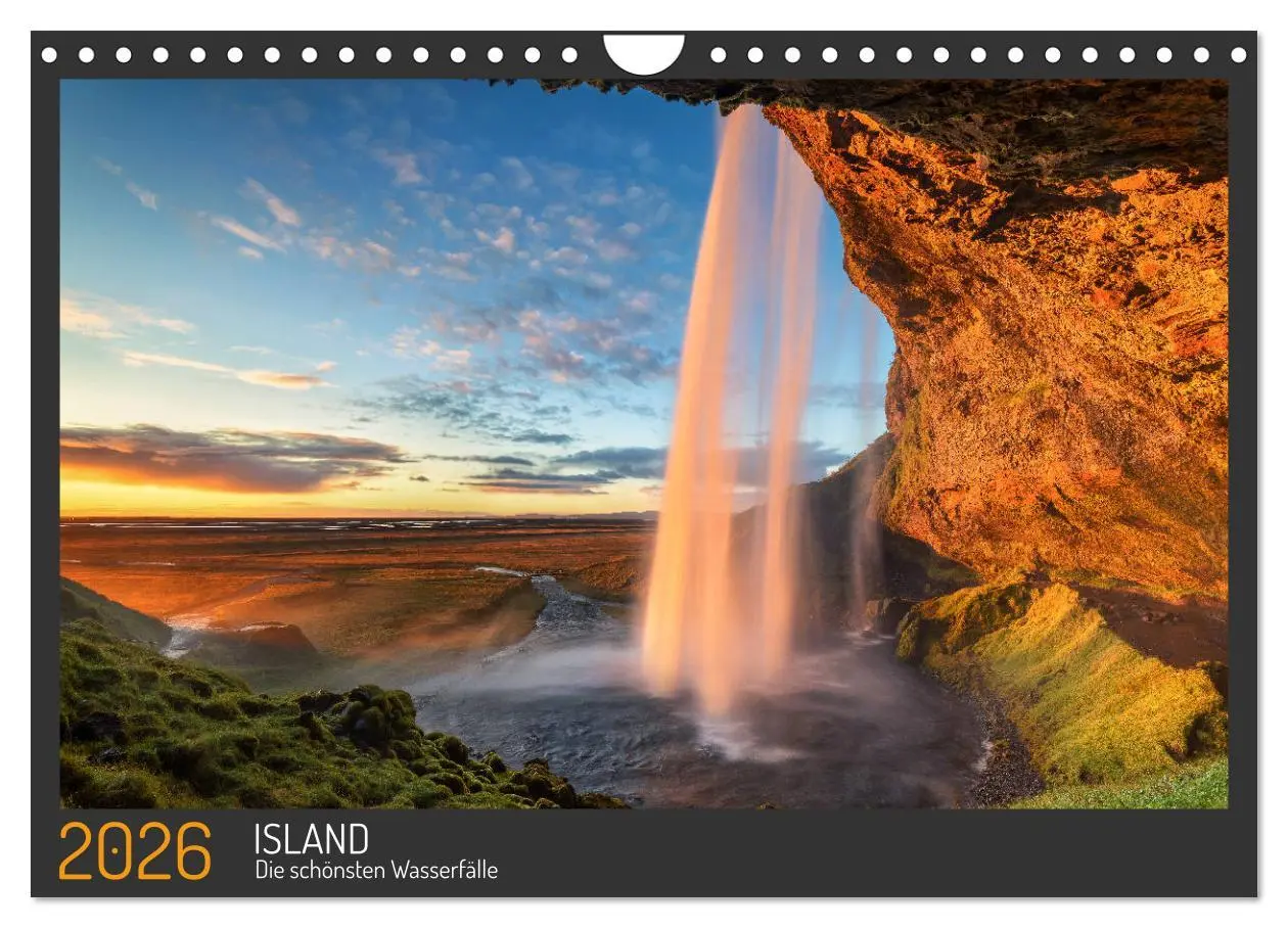 Cover: 9783457679357 | Island - Die schönsten Wasserfälle (Wandkalender 2026 DIN A4 quer),...