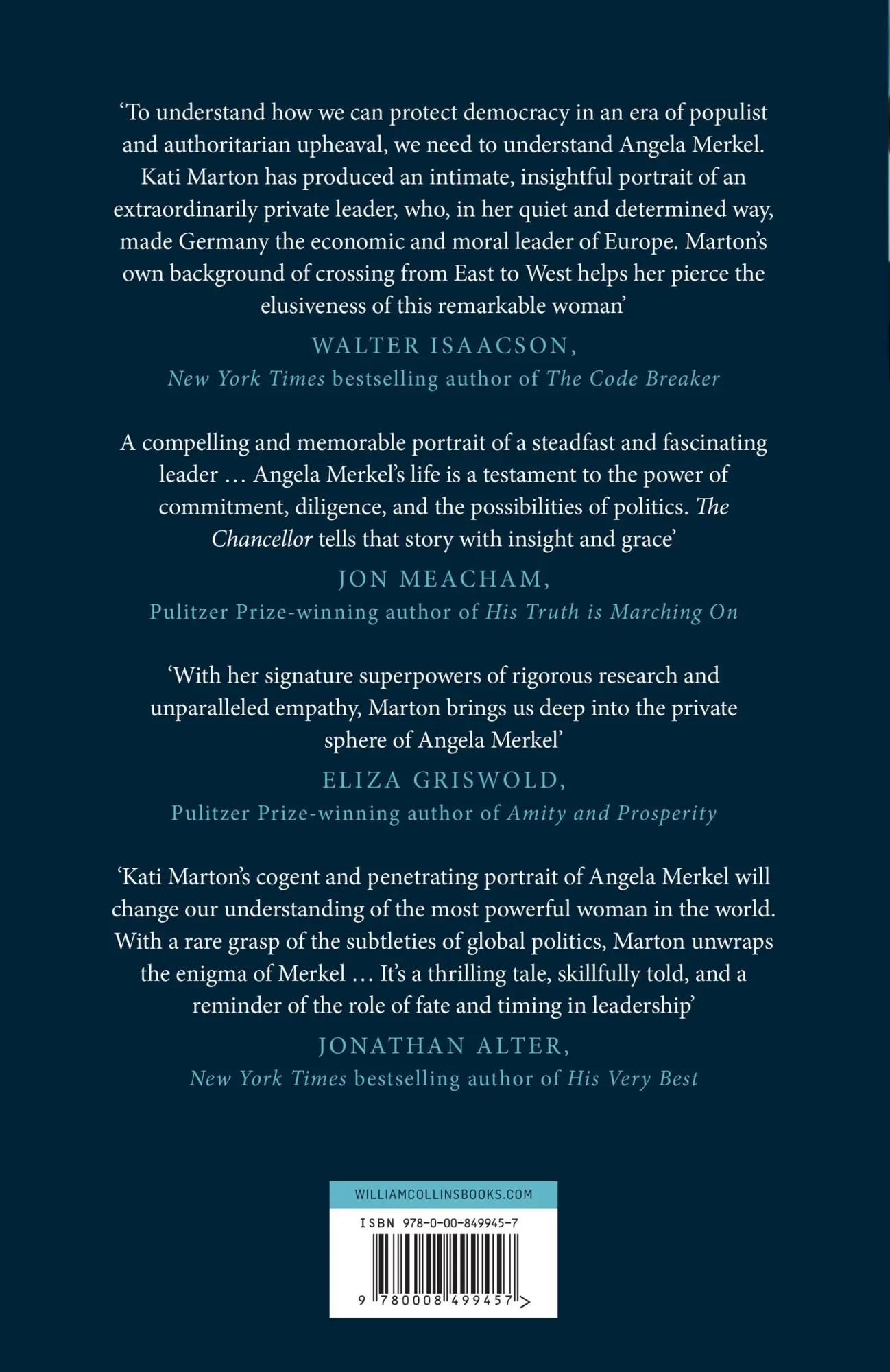 Rückseite: 9780008499457 | The Chancellor | The Remarkable Odyssey of Angela Merkel | Kati Marton