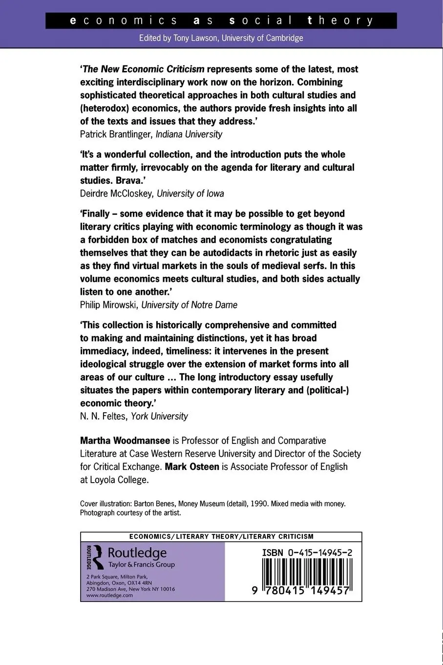 Rückseite: 9780415149457 | The New Economic Criticism | Martha Woodmansee (u. a.) | Taschenbuch