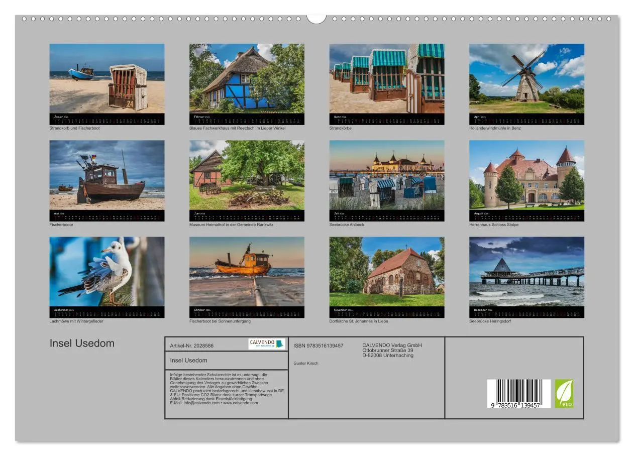 Bild: 9783516139457 | Insel Usedom (hochwertiger Premium Wandkalender 2026 DIN A2 quer),...