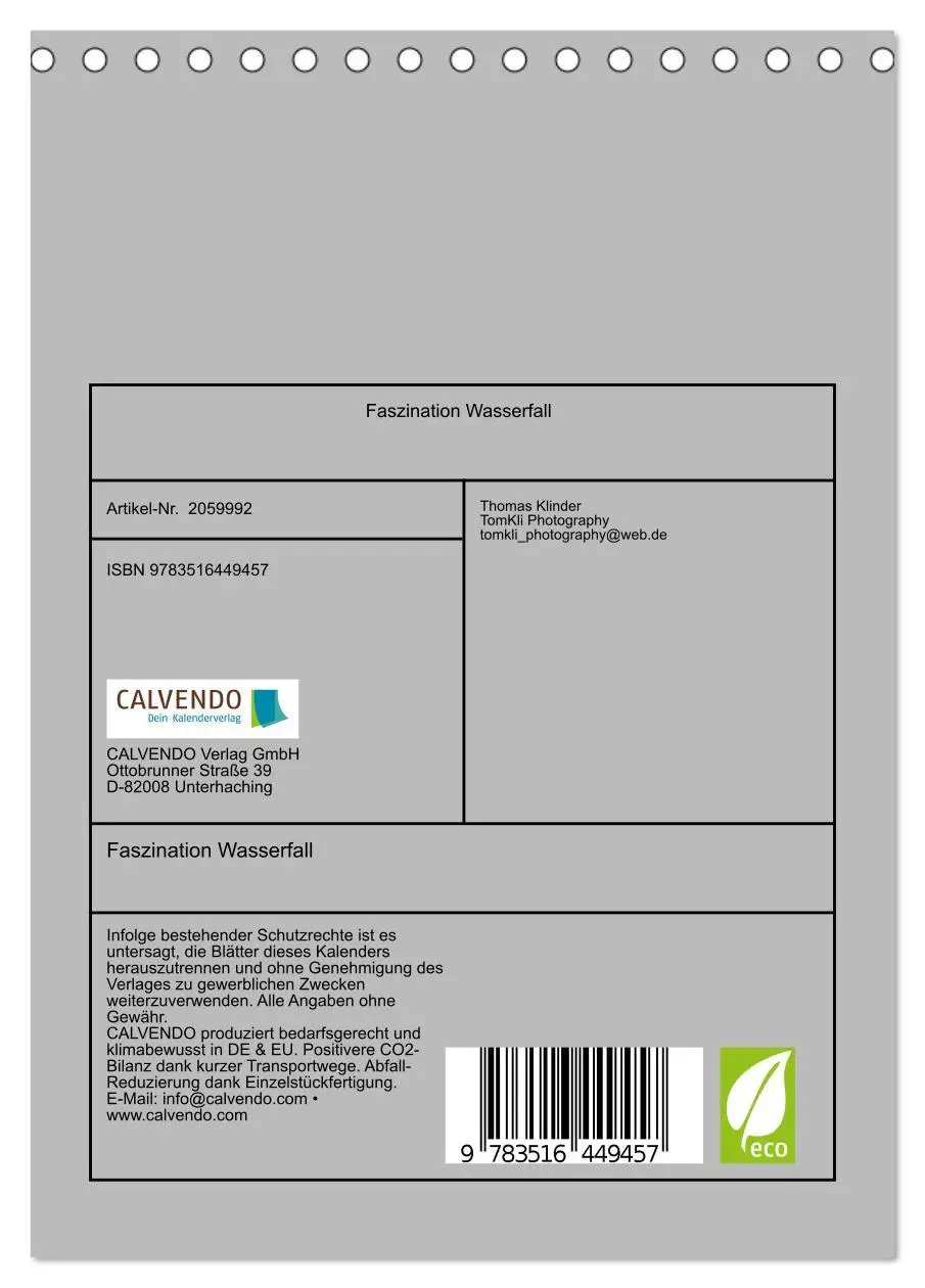 Bild: 9783516449457 | Faszination Wasserfall (Tischkalender 2026 DIN A5 hoch), CALVENDO...