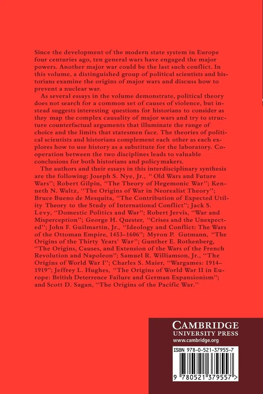 Rückseite: 9780521379557 | The Origin and Prevention of Major Wars | Robert I. Rotberg (u. a.)