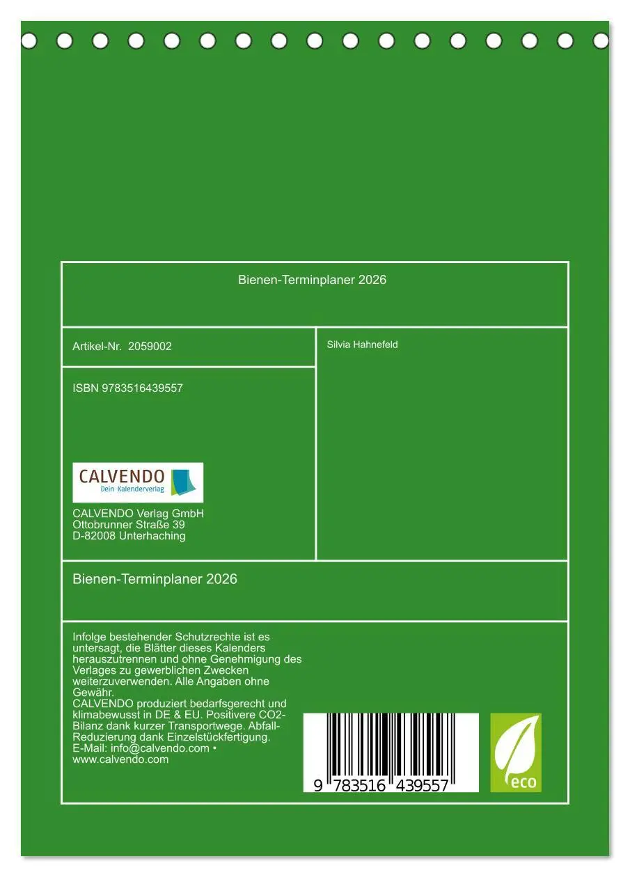 Bild: 9783516439557 | Bienen-Terminplaner 2026 (Tischkalender 2026 DIN A5 hoch), CALVENDO...