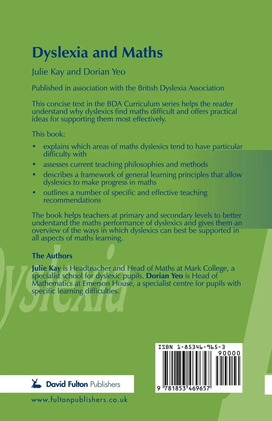 Rückseite: 9781853469657 | Dyslexia and Maths | Julie Kay (u. a.) | Taschenbuch | Englisch | 2003