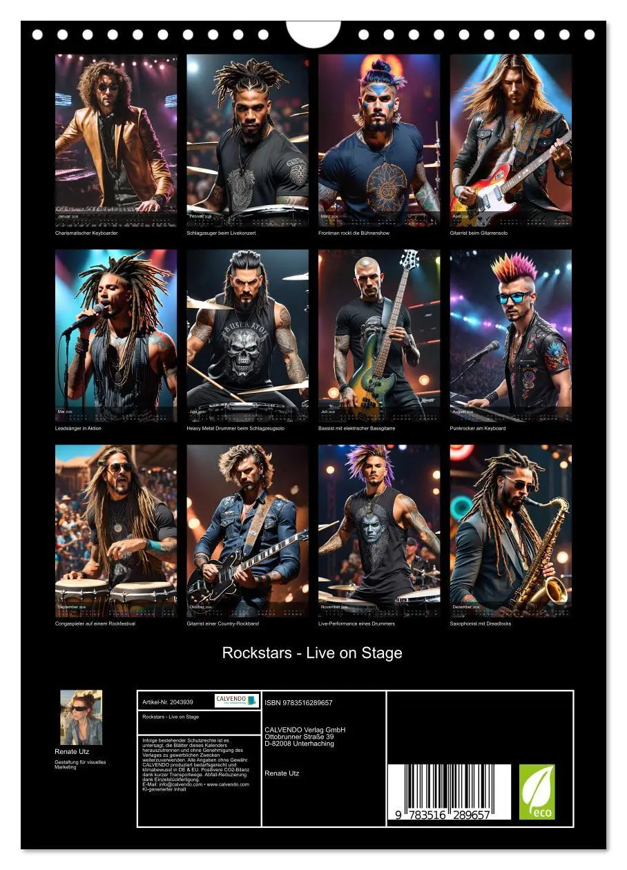 Bild: 9783516289657 | Rockstars - Live on Stage (Wandkalender 2026 DIN A4 hoch), CALVENDO...