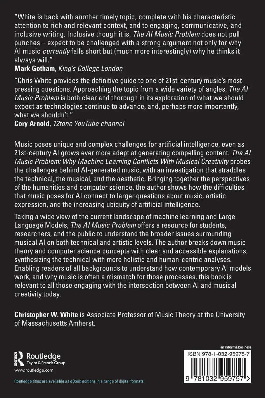 Rückseite: 9781032959757 | The AI Music Problem | Christopher W. White | Taschenbuch | Englisch