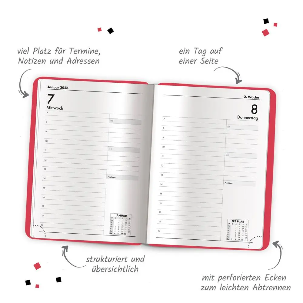 Bild: 4251901509857 | Trötsch Buchkalender A5 Rot 2026 | Tagesplaner | KG | Kalender | 2026