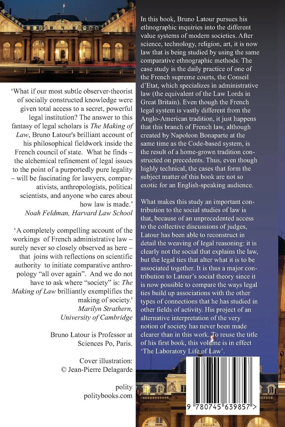Rückseite: 9780745639857 | The Making of Law | An Ethnography of the Conseil d'Etat | Latour
