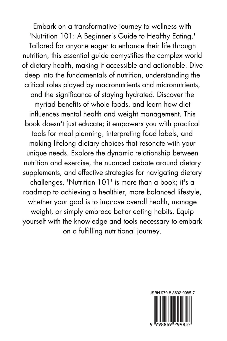 Rückseite: 9798869299857 | Nutrition 101 | A Beginner's Guide to Healthy Eating | Park Windsor