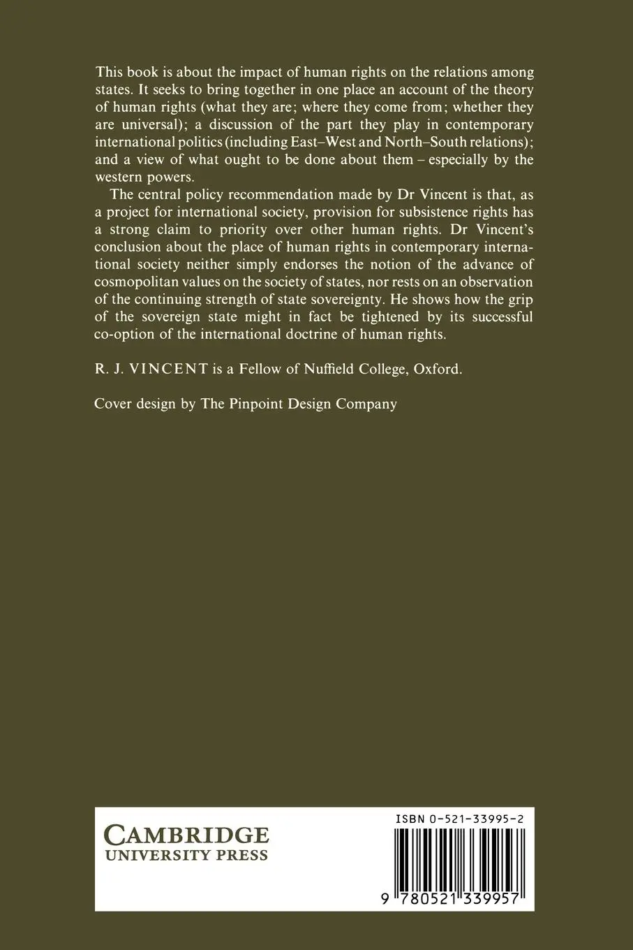 Rückseite: 9780521339957 | Human Rights and International Relations | R. J. Vincent (u. a.)