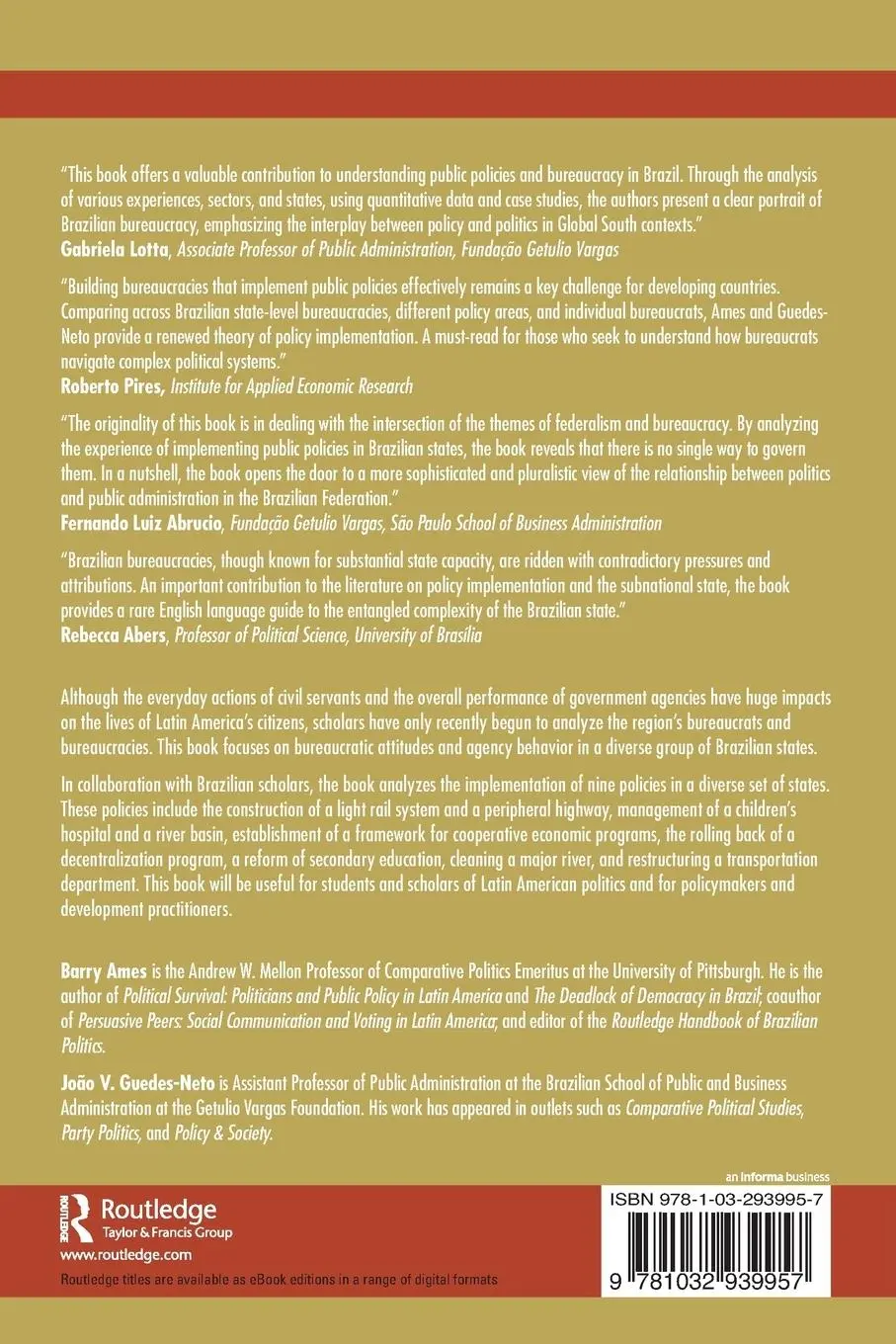 Rückseite: 9781032939957 | Inside Brazilian Bureaucracy | Barry Ames (u. a.) | Taschenbuch | 2025