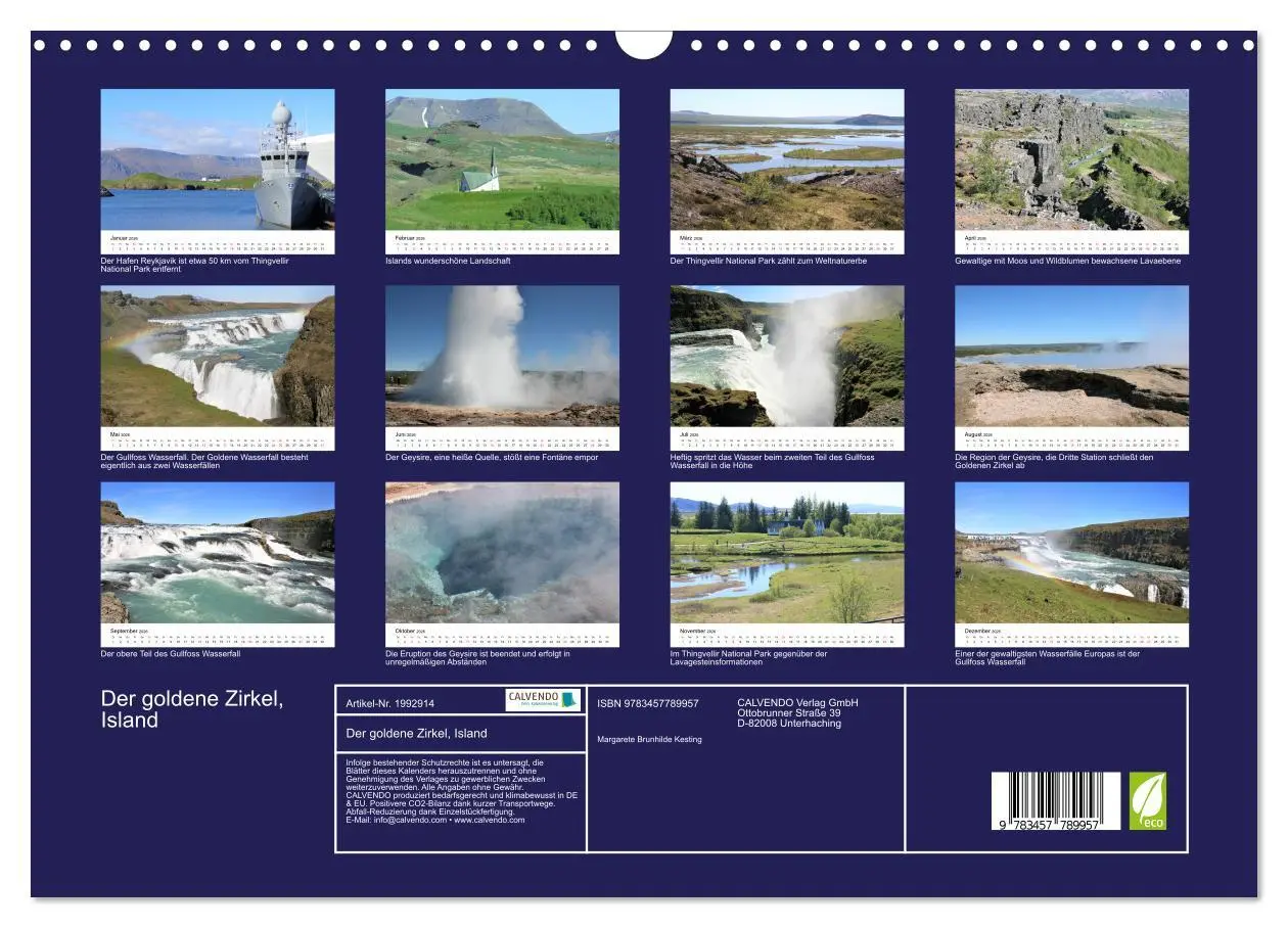 Bild: 9783457789957 | Der goldene Zirkel, Island (Wandkalender 2026 DIN A3 quer),...