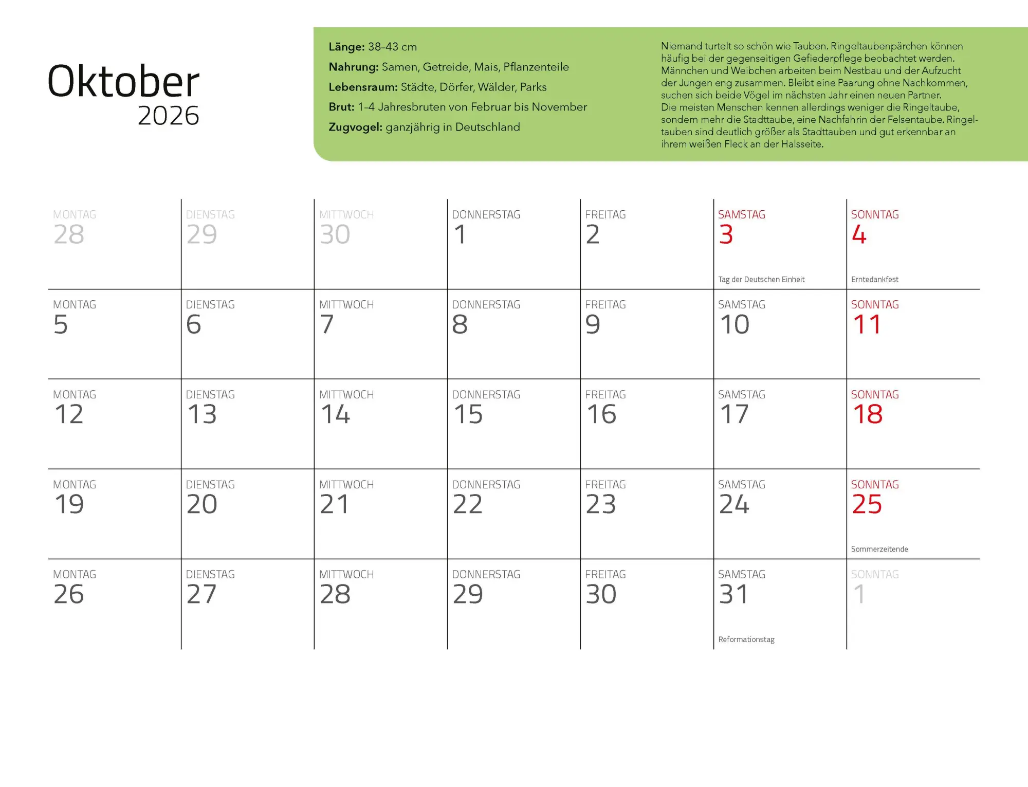 Bild: 9783966649957 | Kalender Unsere Gartenvögel 2026 Eintragkalender | Kalender | 14 S.