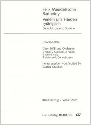 Cover: 9790007069957 | Verleih uns Frieden gnädiglich | Choralkantate | Bartholdy | Broschüre