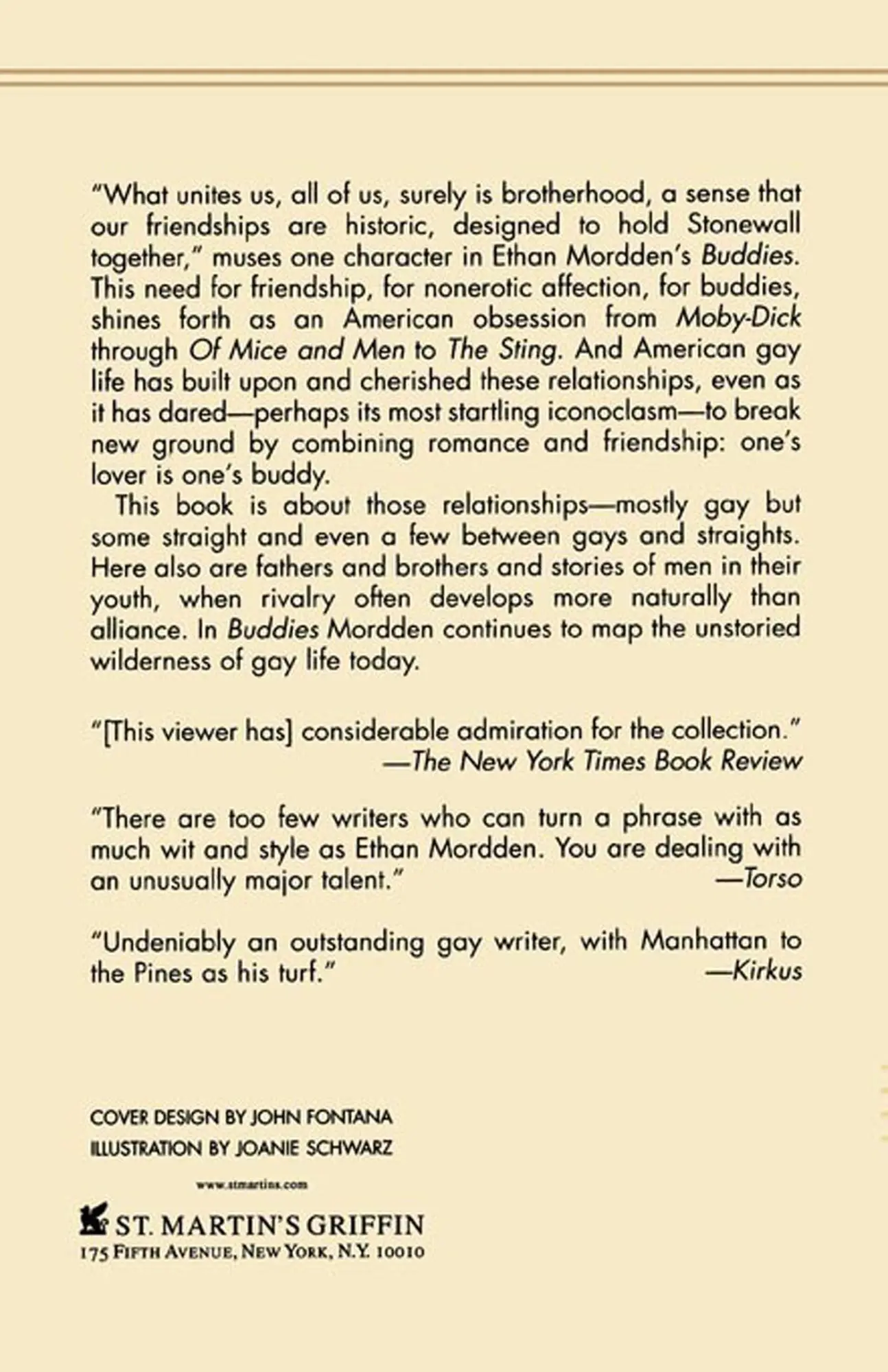 Rückseite: 9780312010058 | Buddies | Ethan Mordden | Taschenbuch | Kartoniert / Broschiert | 1987