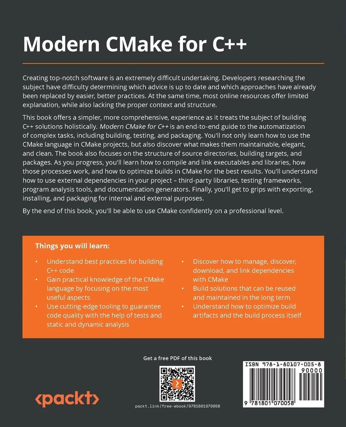 Rückseite: 9781801070058 | Modern CMake for C++ | Rafa¿ ¿Widzi¿Ski | Taschenbuch | Englisch